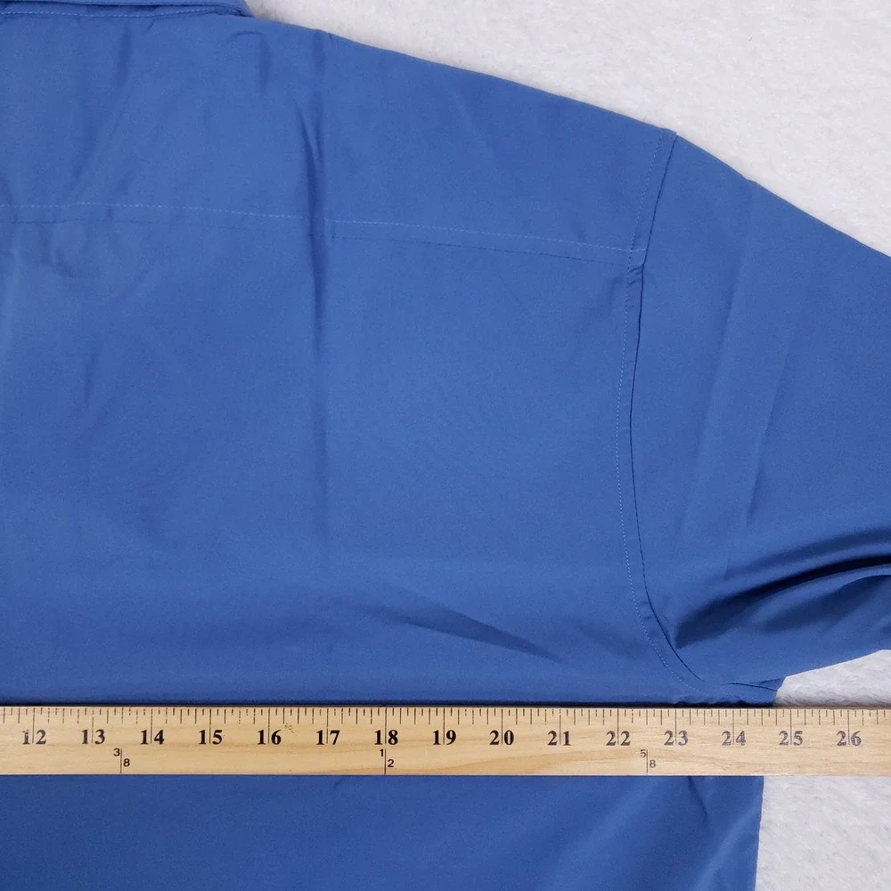 Harriton Blue Dress Shirt Men Large Button Up Long Sleeve Work Corporate Office - Picture 6 of 7